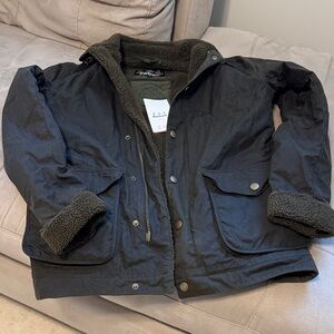 Barbour Black Jacket with Sherpa Lining